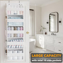 SpaceAid 2 Pack Over The Door Organizer with 5 Large Pockets and 10 Mesh Side Pockets, 5 Layers Door Organizer Hanging with Clear Window for Bedroom, Bathroom, Pantry and Nursery, White by CozyNest Decor