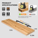 Floating Shelves for Wall, 32"W x 9.3"D x 1.5"H Rustic Solid Elm Wood Wall Shelves, Set of 2 with Invisible Heavy-Duty Metal Bracket, Deep Floating Shelf for Living Room Kitchen, Natural by CozyNest Decor