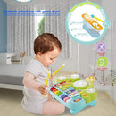 Fisca 3 in 1 Musical Instruments Toys, Electronic Piano Keyboard Xylophone Drum Set - Learning Toys with Lights for Baby & Toddler 1 2 3 Year Old Boys and Girls by TinyTreasures Baby Boutique