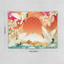 HZOHNAGO Japanese Tapestry Cherry Blossom Crane Sea Wave Fuji Mountain Red Sun Pattern Printed Wall Tapestry Painting Wall Hanging for Bedroom Living Room Dorm 40" W x 30" H by CozyNest Decor