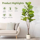 Artificial Fiddle Leaf Fig Tree, 6FT Faux Ficus Lyrata Plant with Realistic Leaves, Lifelike Home Decor Faux Tree in Stylish Pot for Indoor, Office, Living Room Decor (6ft) by CozyNest Decor