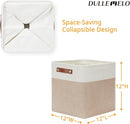 DULLEMELO Cube Storage Bins - 4 Pack Foldable Large Storage Baskets 12 inch Gifts Empty Fabric Bins for Home Office Cubes Organizer Closet, Shelves, Toy, Nursery (4 Pack - 12" White&Khaki) by TinyTreasures Baby Boutique