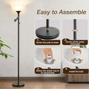 Floor Lamps for Living Room Black, 70" Tall Standing Lamp with Glass Shade, Torchiere Floor Lamp with 350°Adjustable Swing Arm Lamp, Pole lamp for Bedroom, Living Room, Office, Bulbs Included by CozyNest Decor