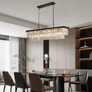 Crystal Chandeliers for Dining Room Light Fixtures Over Table，18-Lights Black Modern Rectangle Chandeliers for Kitchen Island Bar L46 Inch by CozyNest Decor