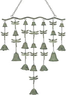 Dragonfly Wind Chimes for Outside, Large Strung Verdigris Windchimes with Wrought Iron Bell for Garden, Patio, Porch Outdoor Decor, Memorial Sympathy by CozyNest Decor