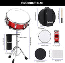 Snare Drum Set, 14" x 5.5" Marching Snare Drum with Stand & Storage Padded Bag + Silent Mute Pad + Drums Sticks + Drumstick Holder + Drums Key + Damper Gels for Adults Kids Beginners (Red) by TinyTreasures Baby Boutique