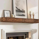 72x8x5 Fireplace Mantel - Handcrafted Hollow Rustic Solid Wood Wall Mounted Floating Shelf with Invisible Heavy Duty Wood Bracket (Weathered Brown) by CozyNest Decor