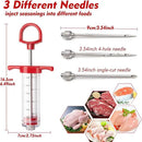 TGE-V 1-oz Plastic BBQ Marinade Injector Kit, Turkey Injector Syringe (3 Stainless Steel Meat Needles + 3 Replacement O Rings + 1 Cleaning Brush) for Smoked BBQ Grill by GreenHaven Gardens