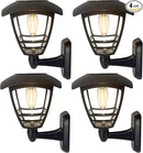MAGGIFT 4 Pack Solar Powered Wall Lantern, Outdoor 10 Lumen LED Edison Bulb Warm White Solar Lights Wall Sconce with No Wiring Required, Fixture with Wall Mount Kit by GreenHaven Gardens