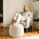 Round Stuffed Pouf Ottoman, Foot Stools Ottoman,Corduroy Poufs with Foam Chunk Filling, Furry and Fluffy Storage Ottomans, 20 X 15 Floor Poufs Foot Rest for Living Room by CozyNest Decor