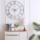 CLXEAST Large Modern 30 Inch Wall Clock Silver, Oversized Big Roman Numeral Metal Wall Clocks for Living Room Decor, Home Office by CozyNest Decor