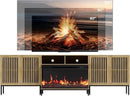 3-Sided Glass Farmhouse Fireplace TV Stand for TVs Up to 100 Inch, Entertainment Center with 36" Electric Fireplace, Oak TV Console with Storage Cabinets for Living Room by CozyNest Decor