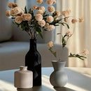 Fake Flowers in Vase for Centerpieces, Faux Flowers in Modern Ceramic Vase Set of 3 with 8 Artificial Autumn Chrysanthemums Home Decor by CozyNest Decor