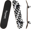 WhiteFang Skateboards for Beginners, Complete Skateboard 31 x 7.88, 7 Layer Canadian Maple Double Kick Concave Standard and Tricks Skateboards for Kids and Beginners by TinyTreasures Baby Boutique