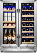 Wine and Beverage Refrigerator Upgraded, 24 Inch Beverage Refrigerator Cooler Dual Zone with Glass Door, Under Counter or Freestanding Beverage Fridge with Large Capacity, Advanced Cooling System by CozyNest Decor