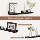 Picture Ledge Shelf, Solid Pine Wood Floating Shelves Set of 4, 16 Inches Nursery Book Shelves for Toys Storage, Kids Bookshelf Wall Mounted for Living Room Decor Photo Frames, Black by TinyTreasures Baby Boutique