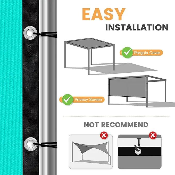 VICLLAX Shade Fabric Sun Shade Cloth with Every 2 FT Grommets for Patio Garden Pergola Cover Canopy 11x19 FT, Turquoise, photo 5 of 7
