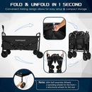 Large Collapsible Wagon Foldable for Grocery, Beach, Park, Yard, 34 x 18 Inch Inner Storage. Folding Utility Shopping Cart on Wheels. Heavy Duty, Durable w/Cupholders (Black) by GreenHaven Gardens