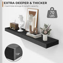 Fun Memories 36 Inch Floating Shelves - Deep Rustic Black Wooden Wall Shelves - Extra Deeper & Thicker Wall Mounted Storage Shelf for Bedroom, Kitchen, Farmhouse - 2 Pack, Rustic Black by CozyNest Decor