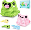Crochet Kit for Beginners - Frog Family Crochet Kits with Step-by-Step Video Tutorials, Beginner Crochet Kit for Adults and Kids, 2 PCS Frogs and 3 PCS Tadpoles Crocheting Set by TinyTreasures Baby Boutique