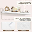 RICHFOCUS 72Inch Floating Shelves for Wall 1 Pack Shelves for Bedroom|Kitchen|Bathroom Wall Mounted Rustic Wood Floating Shelf with Invisible Brackets for Books|Storage|Decor, White by CozyNest Decor