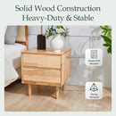 Modern Solid Wood Nightstand with Drawers - Mid Century Modern 2 Drawer Natural Wooden Small Narrow Nightstand Bedside Side End Table with Storage for Living Room Bedroom, 15.7" D x 17.1" W x 19.6" H by CozyNest Decor