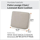 Classic Accessories Montlake Water-Resistant 25 x 22 x 4 Inch Patio Lounge Back Cushion, Heather Grey, Outdoor Loveseat Cushions by GreenHaven Gardens