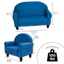 Children's Factory As We Grow Chair and Couch, Flexible Seating for Daycare or Preschool, Kids Reading Couch, Playroom Furniture, Deep Water by CozyNest Decor