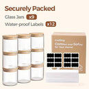 ComSaf 0.6 Qt Glass Food Storage Jars Set of 9, Clear Glass Storage Containers with Lids, Pantry Organization Jar, Spice, Blooming Tea, Oat, Coffee and Sugar Container, Small Canister Set for Kitchen by CozyNest Decor