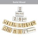 I'm Solid Wood Monthly Weekly Baby Milestone Age Blocks, Personalized Own Name, Gender Neutral, Newborn Gifts & Keepsakes for Picture Props (1.9" / 18 Pcs/Brown) by TinyTreasures Baby Boutique