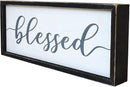 Rustic Blessed Freestanding Sign Home Decor for Living Room - Farmhouse Framed Blessed Wall Art Solid Wood Grey 12x5 Inches by CozyNest Decor