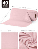 Fantasticlean Microfiber Cleaning Cloth Roll -40 Pack, Tear Away Microfiber Towels, 12" x 12", Reusable, Washable, Scratch Free, Ultra Absorbent Dish Rags for Car, Home, Garage or Shop (Pink) by CozyNest Decor