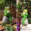OwMell Frog Statue for Garden, Drinking Coffee Green Frog Figurine for Outdoor Decor Yard and Garden Decoration Resin Sculpture 6 Inches by GreenHaven Gardens