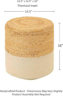 REDEARTH · Cylindrical Pouf Foot Stool Ottoman - Jute Braided Accent Sitting Footrest for The Living Room, Bedroom, Nursery, Patio, Lounge Set of 2 (14.5”x14.5”x16”; Natural Ivory) by CozyNest Decor