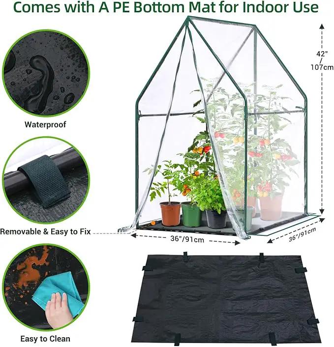 Mini Greenhouse for Indoor Outdoor: Ohuhu Portable Green House with Waterproof Pad for Small Plants Nursery Germination, 36"x36"x58.5" Heavy-Duty PVC Cover Tent Humidity Dome Seedling Accessory, photo 3 of 8