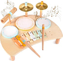 Toddlers Drum Set Toys for Toddlers 1-3,Baby Drum with Xylophone,Musical Instruments Toy, Kids Wooden Montessori Toys Birthday Gift for Boys Girls by TinyTreasures Baby Boutique