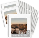 HAUS AND HUES 16x16 White Metal Picture Frames Matted to 12x12 - Features Premium Aluminum & Hanging Hardware, Shatterproof Plexiglass - Ideal for Home, Room, Office (16x16 in, White, Set of 25) by CozyNest Decor