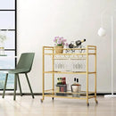 Glass Gold Bar Carts for Home with Hanging Wine Rack - Home Bar Serving Cart with 3 Mirrored Shelves, Kitchen Bar Carts, Wine Cart for Entertaining, Club Party. by CozyNest Decor