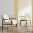 Linen Accent Chair, Mid Century Modern Chair for Living Room, Upholstered Comfy Lounge Armchair with Solid Wood Frame, Reading Side Chair for Bedroom,105°Ergonomic Comfort, White by CozyNest Decor