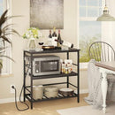 IBUYKE Kitchen Island with Storage, Bakers Rack with Power Outlet,Microwave Stand with Large Worktop,Rolling Bar Cart for Home, Outdoor, Kitchen,Black TMJ029B by CozyNest Decor