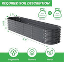 Raised Garden Bed Kit 8×2×1.4 FT Magnesium-Aluminum-Zinc Stainless Steel Metal Planter Box for Planting Outdoor Plants Vegetables（Gray） by CozyNest Decor