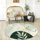 Lahome Boho Round Rugs - 4Ft Washable Non-Slip Small Round Area Rug Throw Soft Cute Round Nursery Rug Non-Shed Lightweight Bathroom Rug, Green Botanical Print Circle Rug for Bedroom Dorm Kids Room by TinyTreasures Baby Boutique