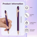 8 Pieces Ballpoint Pen with Stylus Tip Black Ink 2 in 1 Stylus Metal 1.0 mm Medium Point Smooth Pen Rainbow Colorful Rubberized Ballpoint for Touch Screen Tablet(Purple) by TinyTreasures Baby Boutique