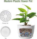 Plant Pots 12 inch, Plastic Planters with Drainage Holes and Saucers, Large Flower Pots for Indoor Outdoor Plants, Modern Decorative Pots for Garden House Plants, Speckled White by GreenHaven Gardens