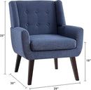 HUIMO Button-Tufted Accent Chairs Set of 2,Upholstered Reading Living Room Chair,Mid Century Modern Chair with Linen Fabric, Club Chair,Comfy Arm Chairs for Living Room,Bedroom,Dark Blue by CozyNest Decor