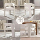 White Chenille Dining Chairs Set of 2, Modern Barrel Dining Room Chairs Upholstered Accent Chair with Arms and Round Back for Living Room Kitchen Armchair No Assembly Needed by CozyNest Decor