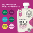 Serenity Kids 6+ Months Dairy-Free Smoothie Baby Food Pouch - USDA Organic - Grass Fed Collagen Protein - 3.5 Ounce BPA-Free Pouch - Beet & Carrot - 6 Count by TinyTreasures Baby Boutique