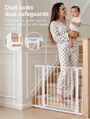 29.5-40.5" Baby Gate for Stairs, Dog Gate for Doorways, Walk Thru Auto Close Metal Baby Safety Gate for The House, Stairs and Doorways, Child Gate Pressure Mounted, Pet Gate for Dog Indoor - White by TinyTreasures Baby Boutique