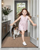 LUMI Indoor Door Mat 36"x56", Ultra Thin Low Profile Non-Slip Doormat for Home Entrance, Absorbent & Stain-Resistant Welcome Mats, Washable Entryway Mat for Front Door, Patio, Porch, Camel by CozyNest Decor