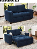 Belffin Modular Sectional Sleeper Sofa with Pull Out Couch Bed Modular Sleeper Loveseat Sectional Sofa Velvet Fabric for Living Room Apartment Blue by CozyNest Decor